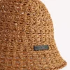 Raffia-buckethoed voor dames in beige