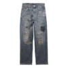 Rechte Denim-broek met doodle-print “Blue” 746986TOW664036
