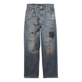 Rechte Denim-broek met doodle-print “Blue” 746986TOW664036