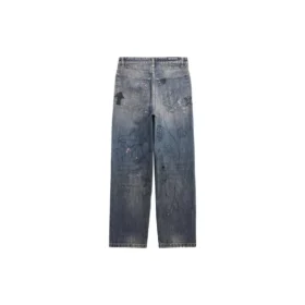 Rechte Denim-broek met doodle-print “Blue” 746986TOW664036