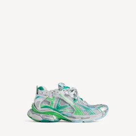 Heren Runner sneaker in grijs/groen/blauw