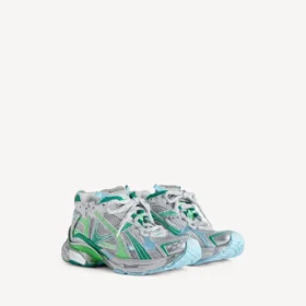 Heren Runner sneaker in grijs/groen/blauw