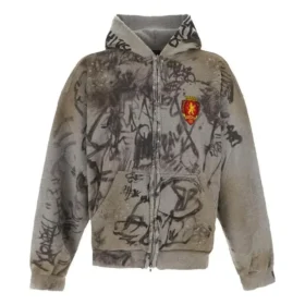 Scribbled hoodie met medium pasvorm “Grey” 744457TOVA81300