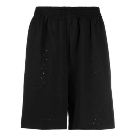 Shorts met geperforeerde elastische tailleband “Zwart” 674591TMVD41000