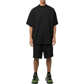 Shorts met geperforeerde elastische tailleband “Zwart” 674591TMVD41000