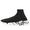Speed 2.0 Graffiti-Sneakers “Zwart gerecycled breiwerk en witte zool” 617196W2DD41091