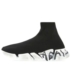 Speed 2.0 Graffiti-Sneakers “Zwart gerecycled breiwerk en witte zool” 617196W2DD41091