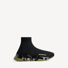 Speed 2.0 herensneaker van gerecycled breisel met volledig doorzichtige zool in zwart/kaki