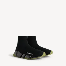 Speed 2.0 herensneaker van gerecycled breisel met volledig doorzichtige zool in zwart/kaki