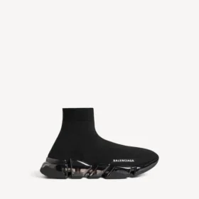 Speed 2.0 herensneaker met volledig doorzichtige zool en gerecycled breiwerk in zwart