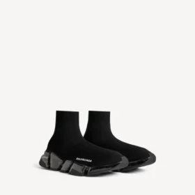 Speed 2.0 herensneaker met volledig doorzichtige zool en gerecycled breiwerk in zwart