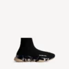 Speed 2.0 herensneaker met volledig doorzichtige zool van gerecycled breiwerk in zwart/beige