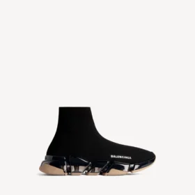 Speed 2.0 herensneaker met volledig doorzichtige zool van gerecycled breiwerk in zwart/beige