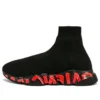 Speed 2.0 Sneakers “Zwart breiwerk met rode graffiti en zwarte zool” 645334W2DBY1016