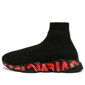 Speed 2.0 Sneakers “Zwart breiwerk met rode graffiti en zwarte zool” 645334W2DBY1016