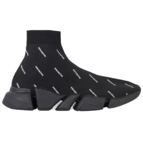 Speed 2.0 Sneakers “Zwart gebreid met wit logo over het hele oppervlak” 617239W2DBO1090