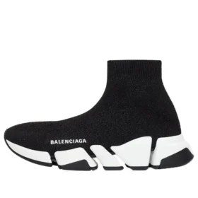Speed 2.0-Sneakers “Zwart glanzend breiwerk met witte zool” 636833W2DC11091