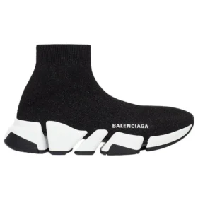 Speed 2.0-Sneakers “Zwart glanzend breiwerk met witte zool” 636833W2DC11091