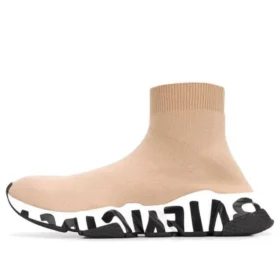 Speed Graffiti-Sneakers “Beige gebreid met witte en zwarte graffiti-zool” 605942W2DB79791