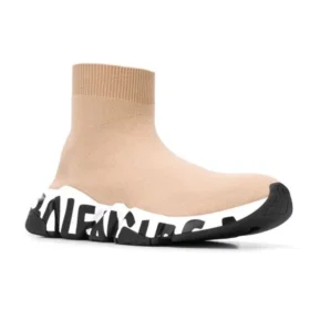 Speed Graffiti-Sneakers “Beige gebreid met witte en zwarte graffiti-zool” 605942W2DB79791