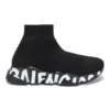 Speed Graffiti Sneakers “Zwart gebreid met witte graffiti-zool” 605942W2DB71006