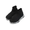 Speed Graffiti Sneakers “Zwart gebreid met witte graffiti-zool” 605942W2DB71006