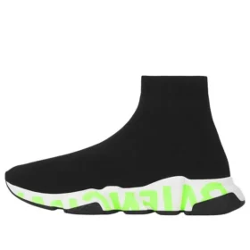 Speed Graffiti-sneakers “Zwarte gebreide bovenkant met fluogroene graffitizool” 605972W05GY1935