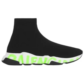 Speed Graffiti-sneakers “Zwarte gebreide bovenkant met fluogroene graffitizool” 605972W05GY1935