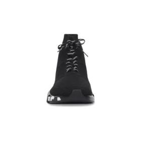 Speed Lace Up Sneakers “Zwart gerecycled breisel met zwart-witte graffitizool” 617251W2DB71006