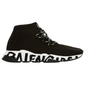 Speed-sneakers met veters “Zwart gerecycled breisel met zwarte zool met graffiti” 621611W05GE1015