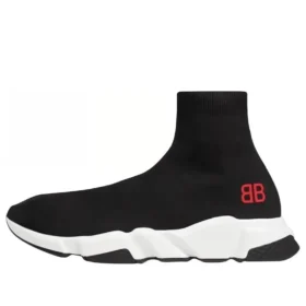 Speed Sneakers “Zwart gebreid met rood BB-logo” 514218W05G01000