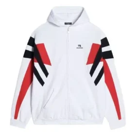 Sportieve B-hoodie met rits “Wit Zwart Rood” 675330TLVA39028