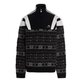 Sporty B Half Zip Track Mix Jacquard-gebreide trui “Black Grey” 675289T16171240