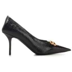 Square Knife BB Pumps van leer met krokodillenlook “Black” 734238WBE711000