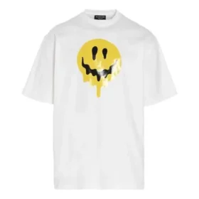 SS21 Drip Peace, ruime pasvorm, Smile-print, casual, heren, wit 641675TKVA18639