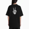 SS21 Drip Peace T-shirt met print, ruime pasvorm, zwart 641655TKVA11012