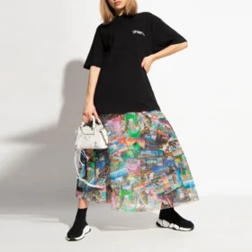 SS21 Geborduurd T-shirt met korte mouwen, zwart 641655TKV861070