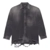 SS21 Gescheurd Denim-hemd voor heren, zwart 657610TBP191090