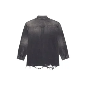 SS21 Gescheurd Denim-hemd voor heren, zwart 657610TBP191090