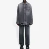 SS21 Gescheurd Denim-hemd voor heren, zwart 657610TBP191090