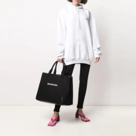 SS21 katoenen Hoodie met klein label-logo, wit 578135TJV859040