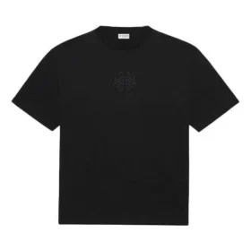 SS21 Logo-patroon, ronde hals, korte mouwen, unisex, zwart 641655TKV711069