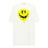 SS21 Losvallend T-shirt met korte mouwen en glimlachende gezichtjesprint, wit 641655TKVA18639