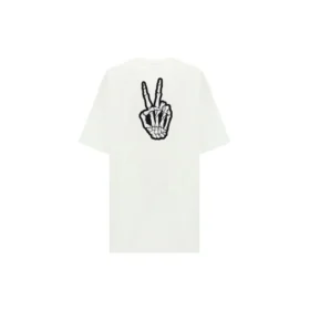 SS21 Losvallend T-shirt met korte mouwen en glimlachende gezichtjesprint, wit 641655TKVA18639