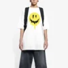 SS21 Losvallend T-shirt met korte mouwen en glimlachende gezichtjesprint, wit 641655TKVA18639