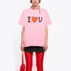 SS21 met alfabetprint, korte mouwen, unisex, roze 612965TJVL51401
