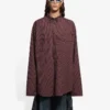 SS21 Oversized geruit overhemd met lange mouwen, bruin 658806TKM366100
