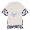 SS21 Retro dubbellaags shirt met korte mouwen, wit 641584TJVI19013