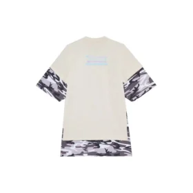 SS21 Retro dubbellaags shirt met korte mouwen, wit 641584TJVI19013