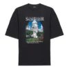SS21 Retro effen geweven unisex T-shirt met korte mouwen, groot, zwart 641614TJVH61000